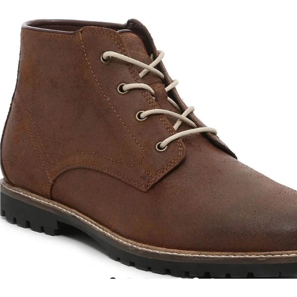 Vince Camuto Lancelot Chukka brown leather upper lace up ankle boots